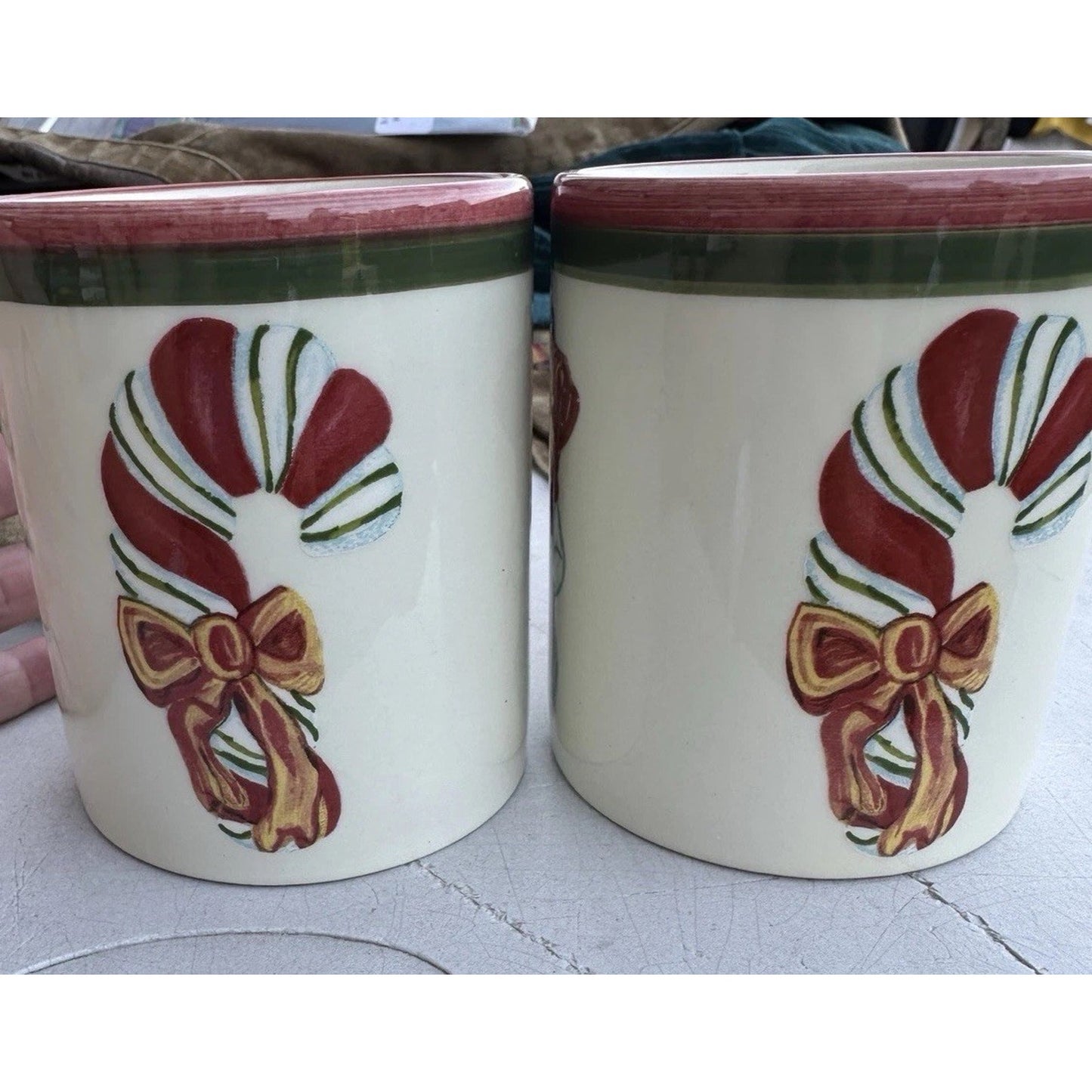 2 Christopher Radko Christmas Mug Nutcracker Snowman Candy Cane