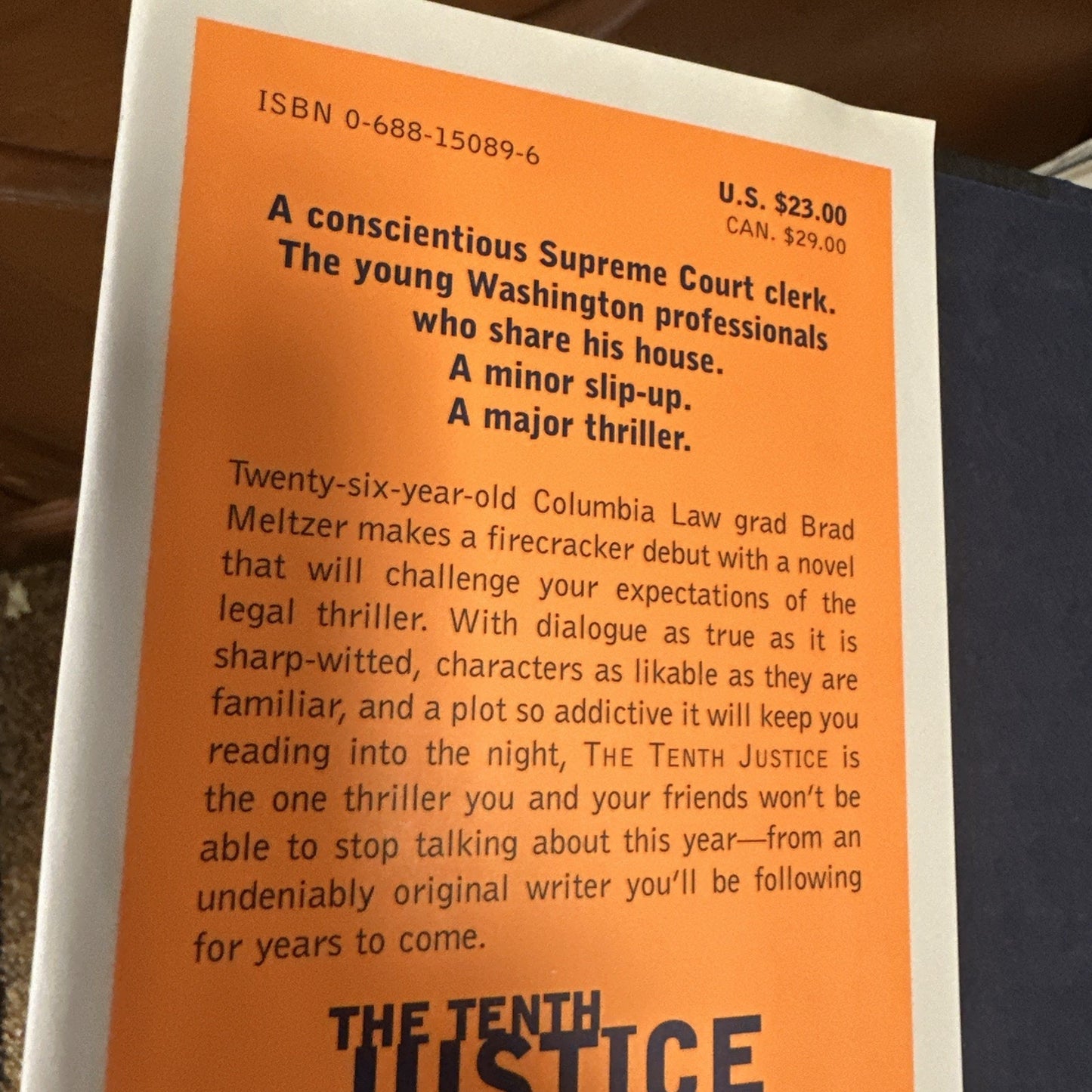 The Tenth Justice by Brad Meltzer *Signed*