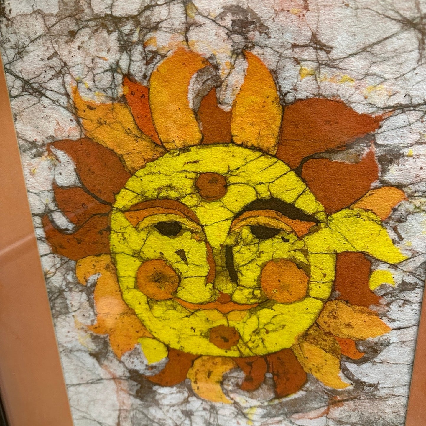 Retro sunshine framed art Batik