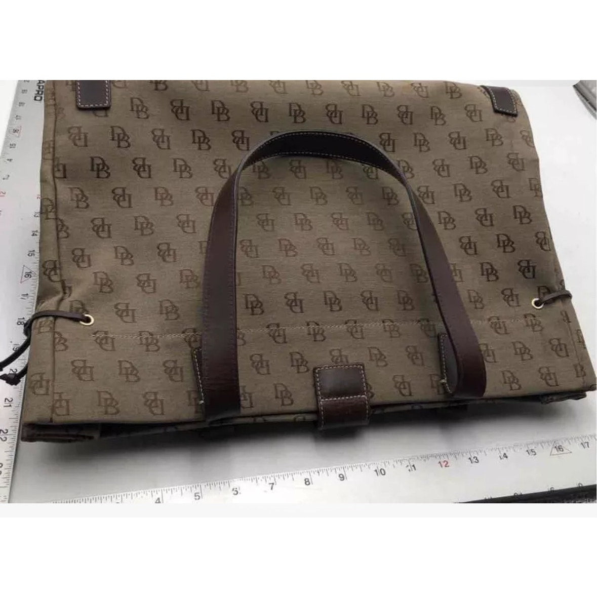 Dooney & Bourke Womens Brown Monogram Double Handle Snap Closure Tote Bag