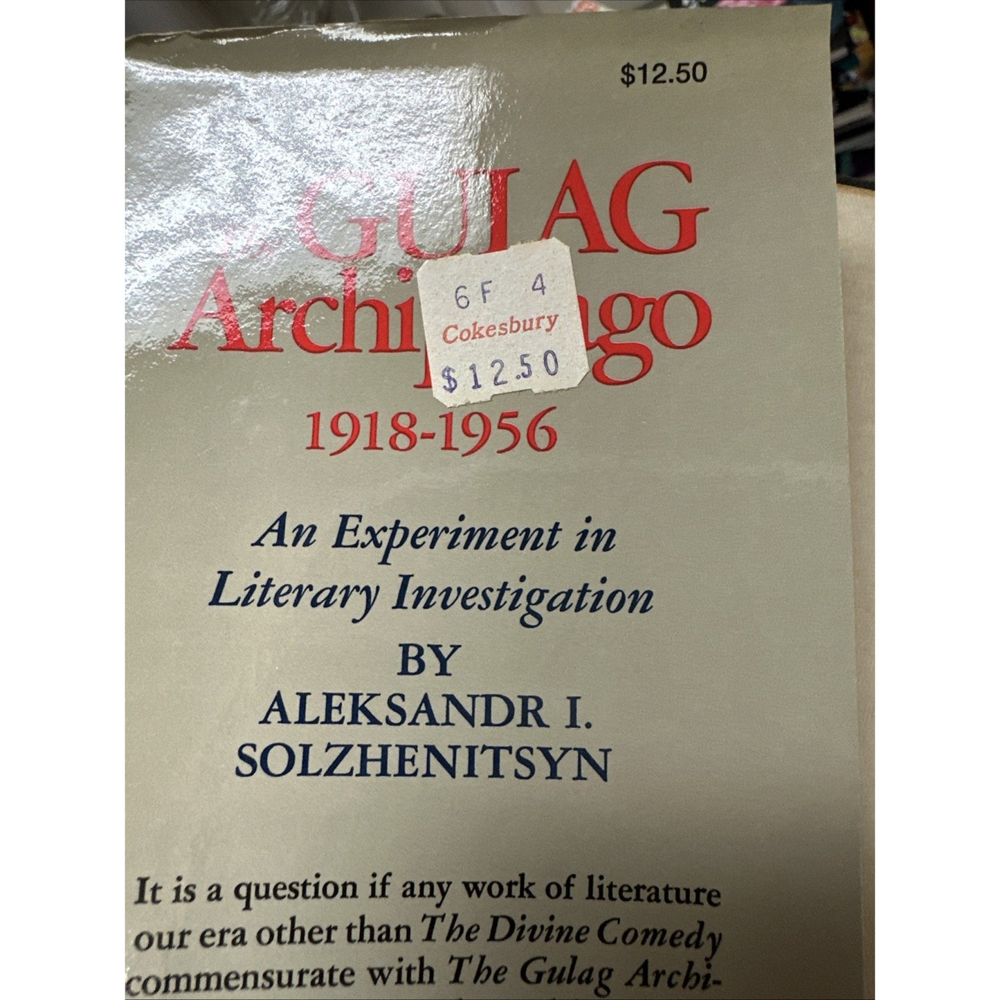 The Gulag Archipelago, Solzhenitsyn, DJ, BCE, 1st Edition, 1974