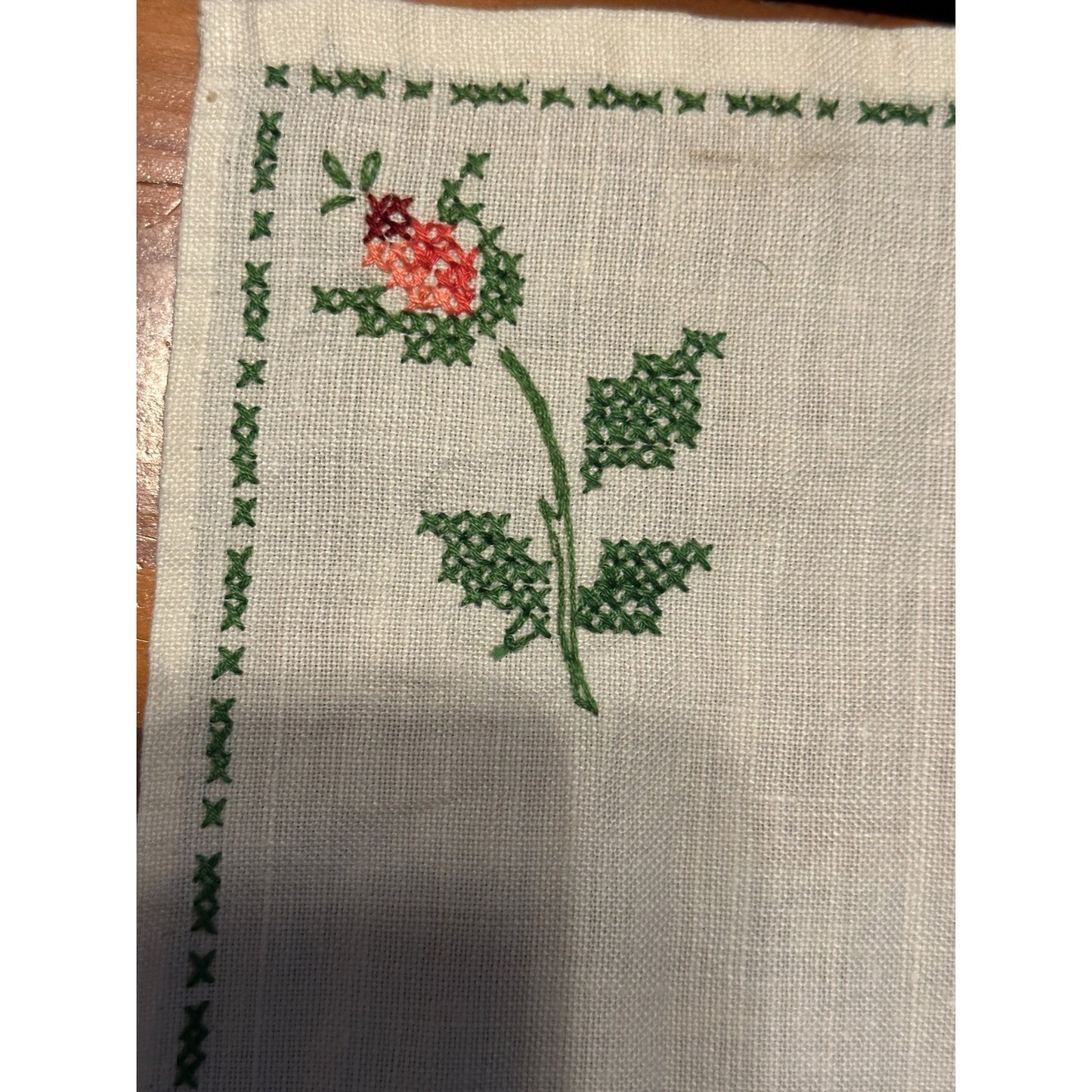 Vintage Rose linen set, placemats, napkins, coasters, embroidered linen