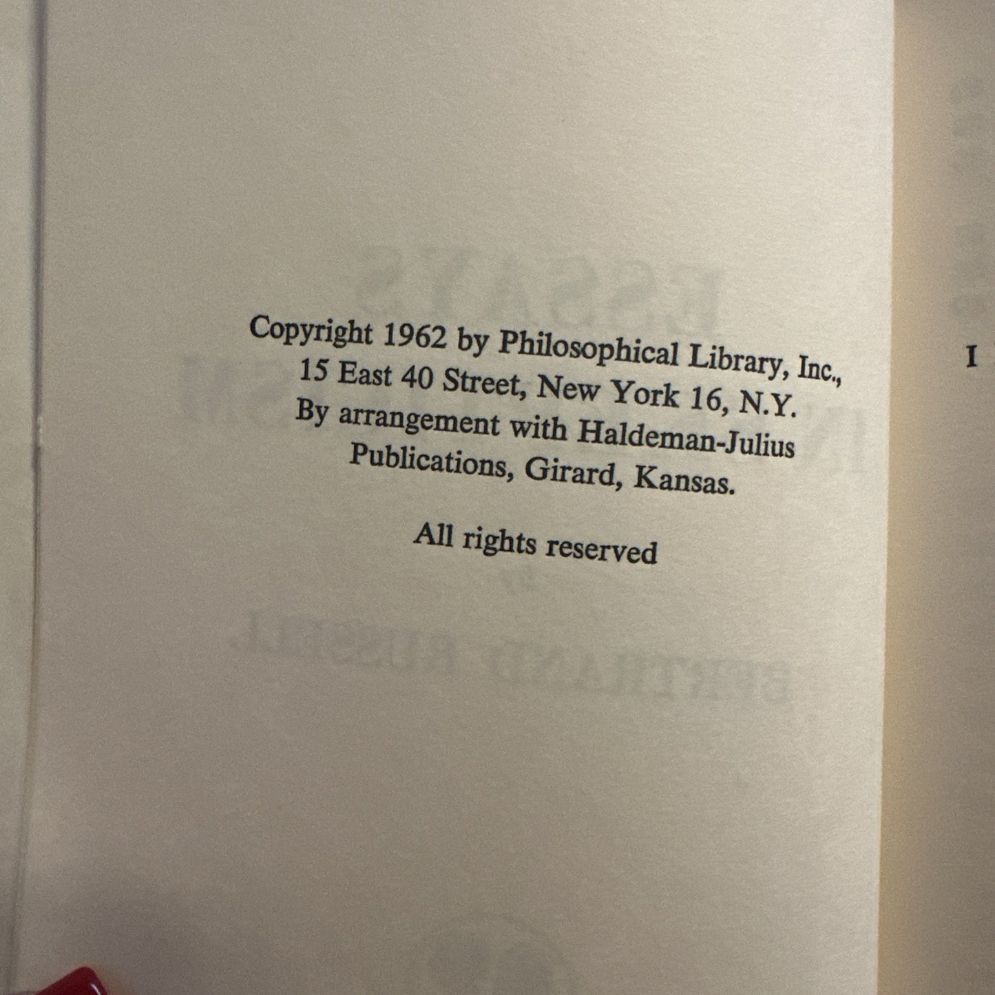 Essays In Skepticism Bertrand Russel (Hardcover, 1962) DJ Philosophy Classics