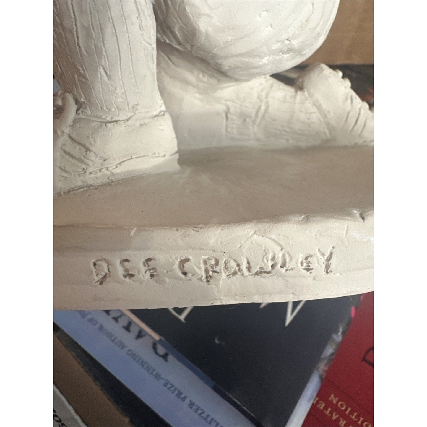 Vintage Sculpture Dee Crowley Boy With Soccer Ball. Rare