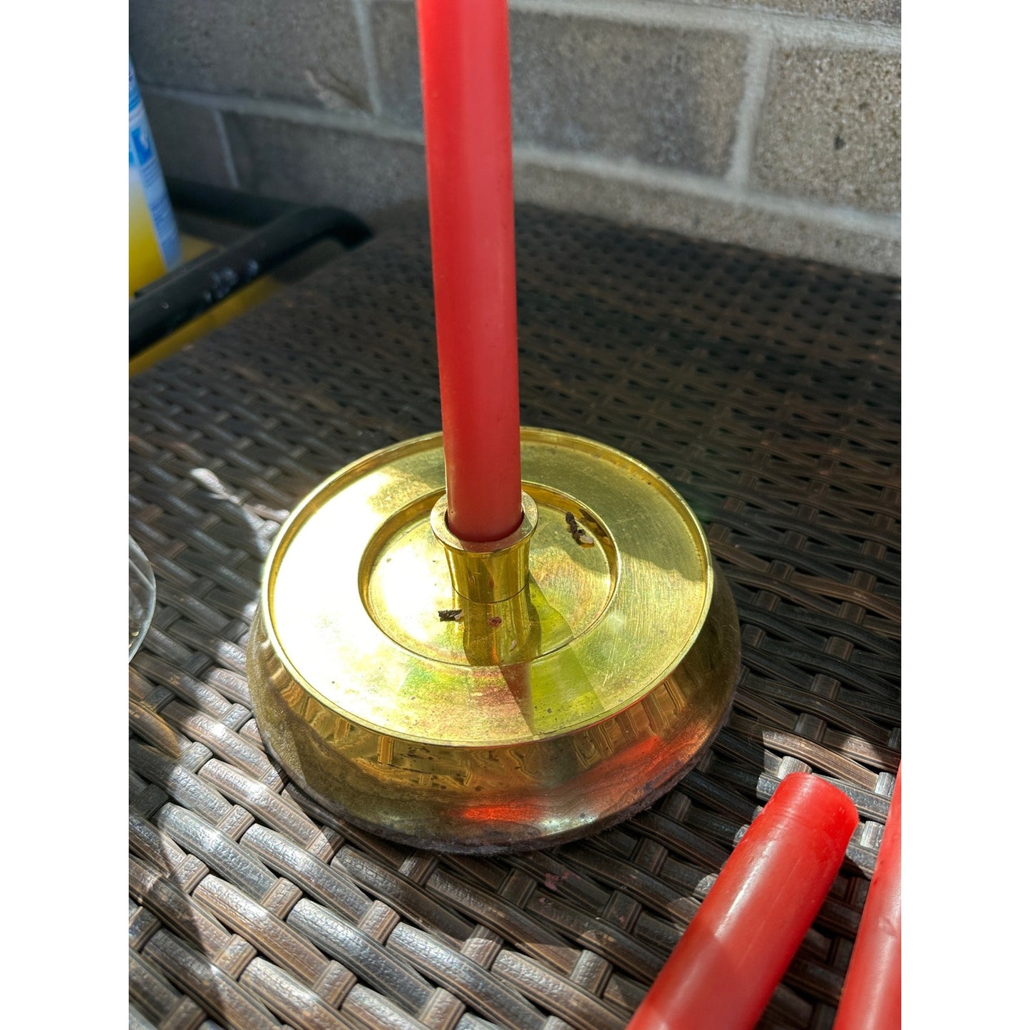 Waterford Crystal Style Hurricane Candle Lamp w/Stiffel Brass Base