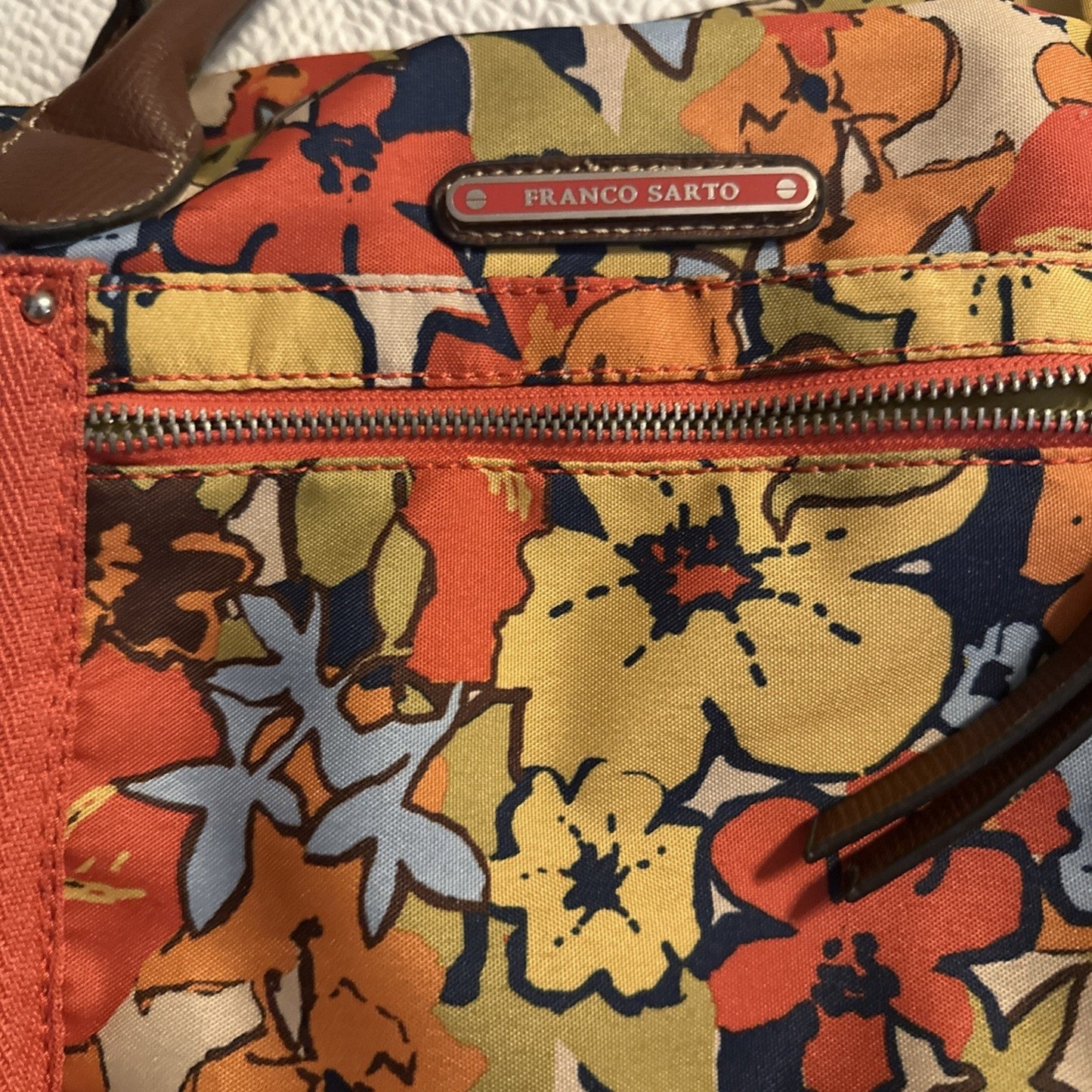 Franco Sarto Floral Spring Shoulder Bag Purse Multicolor Zip Pockets
