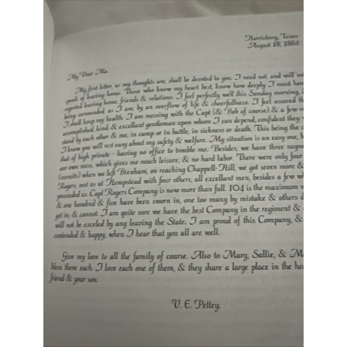The Boys from Brenham Letters of Virginius E. Pettey Signed Thomas S. Terrell