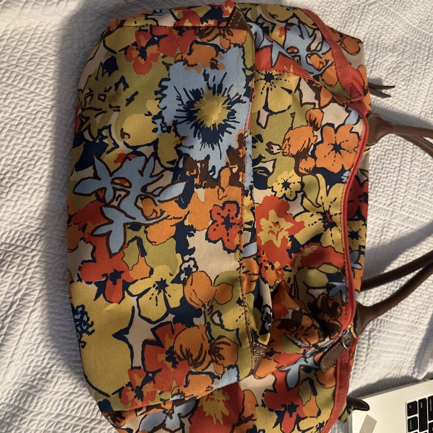 Franco Sarto Floral Spring Shoulder Bag Purse Multicolor Zip Pockets