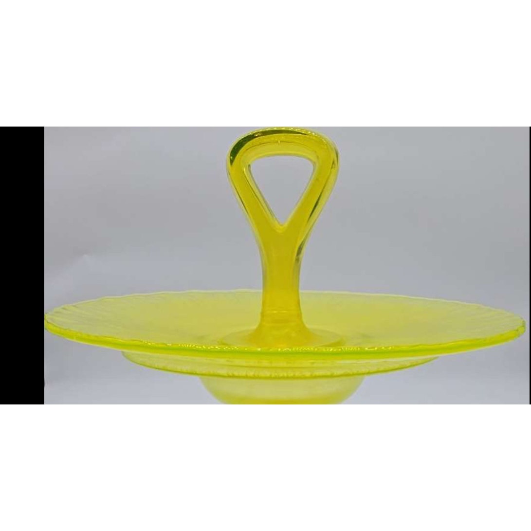 Vintage Tiffin Yellow Satin Vaseline Glass Compote
Serving tray & dish
