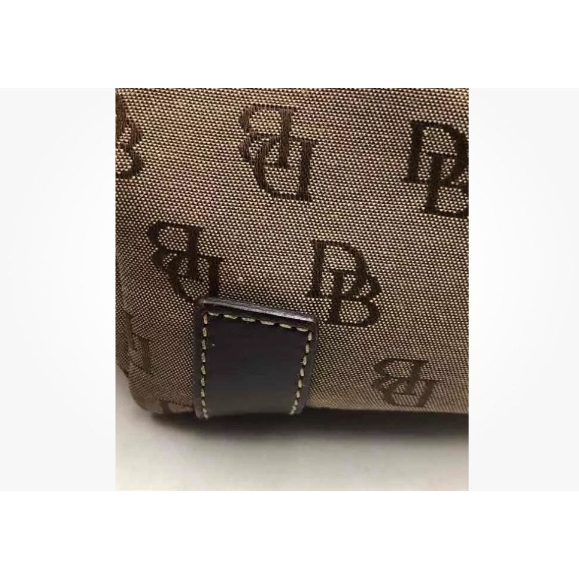 Dooney & Bourke Womens Brown Monogram Double Handle Snap Closure Tote Bag