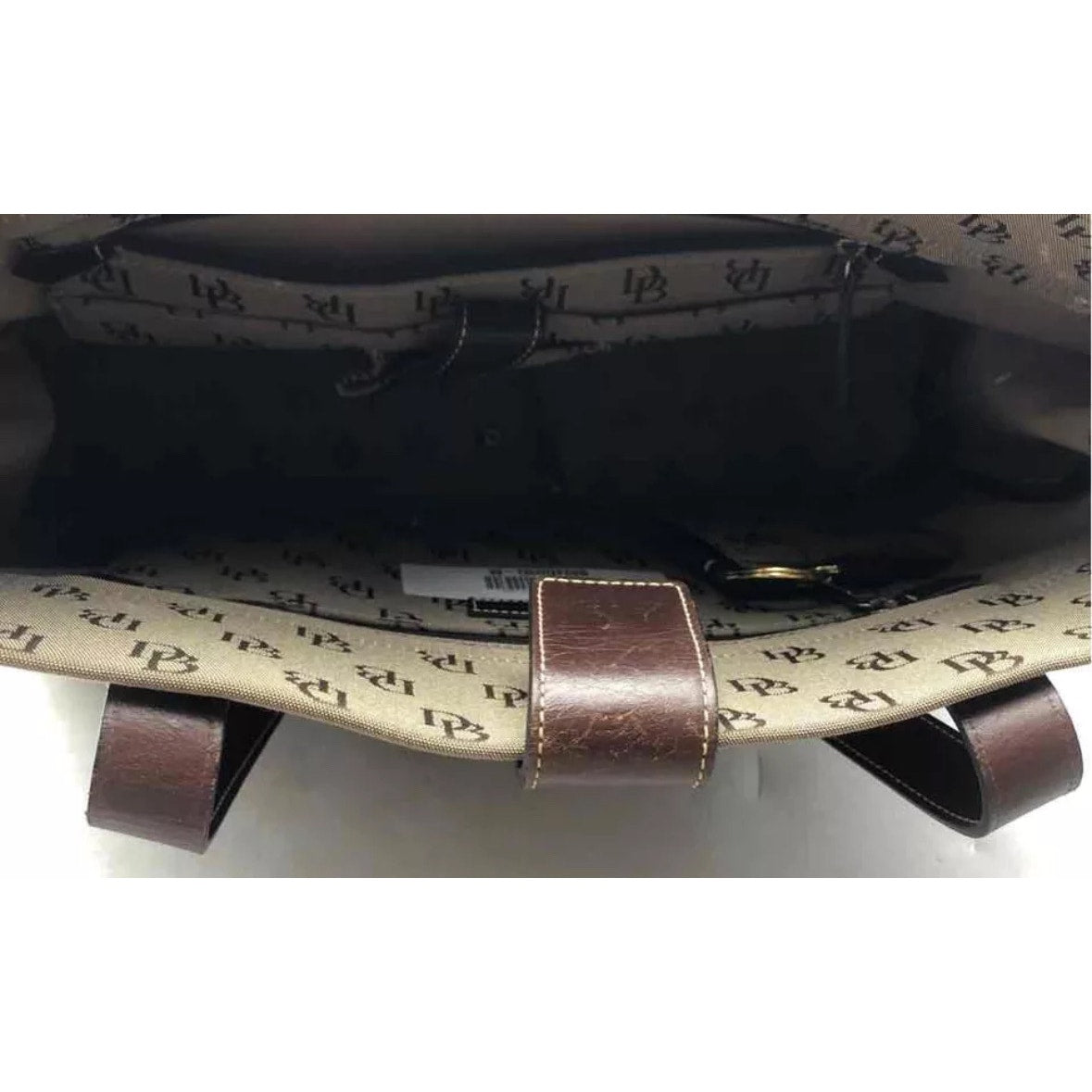 Dooney & Bourke Womens Brown Monogram Double Handle Snap Closure Tote Bag