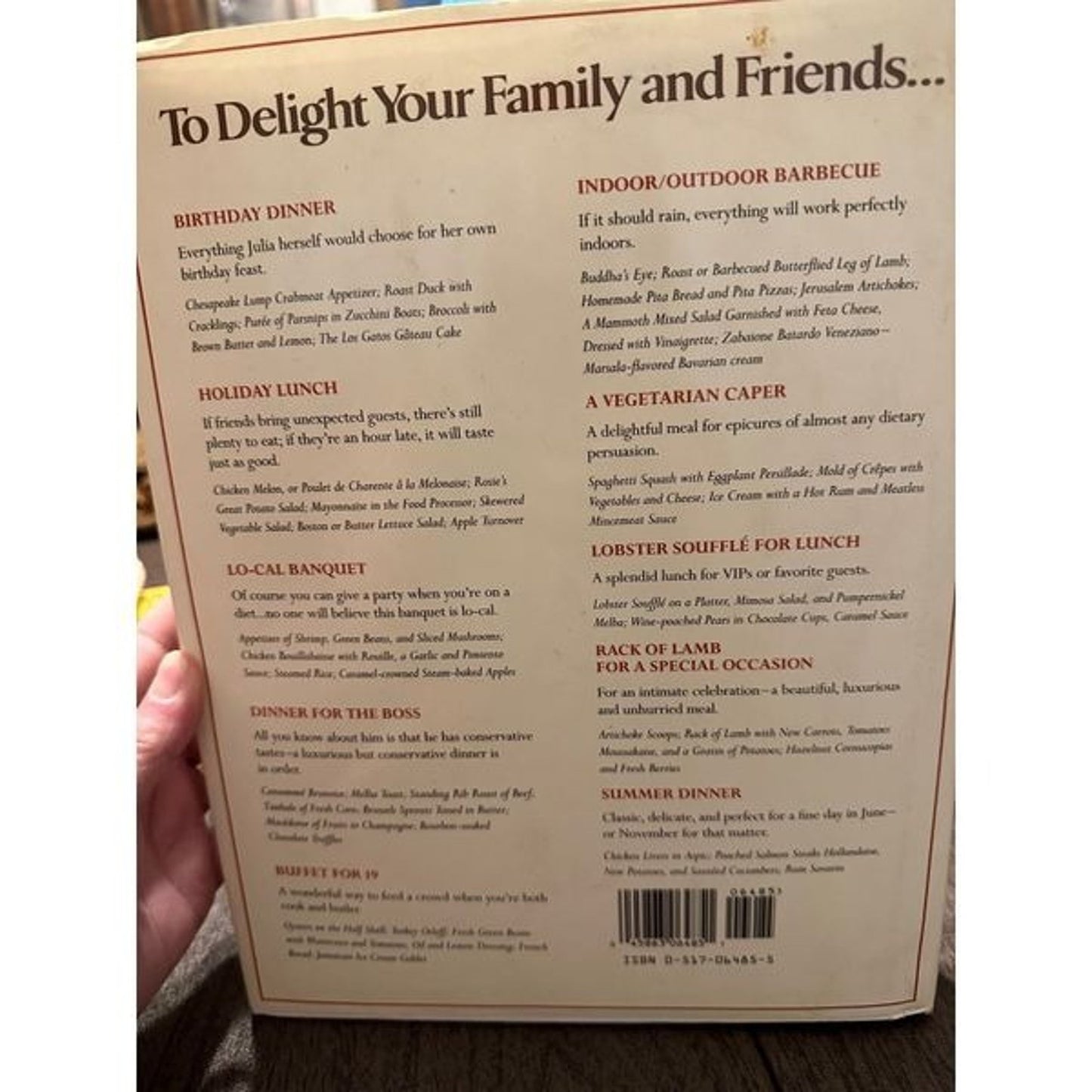 Julia Child Menu CookBooks
