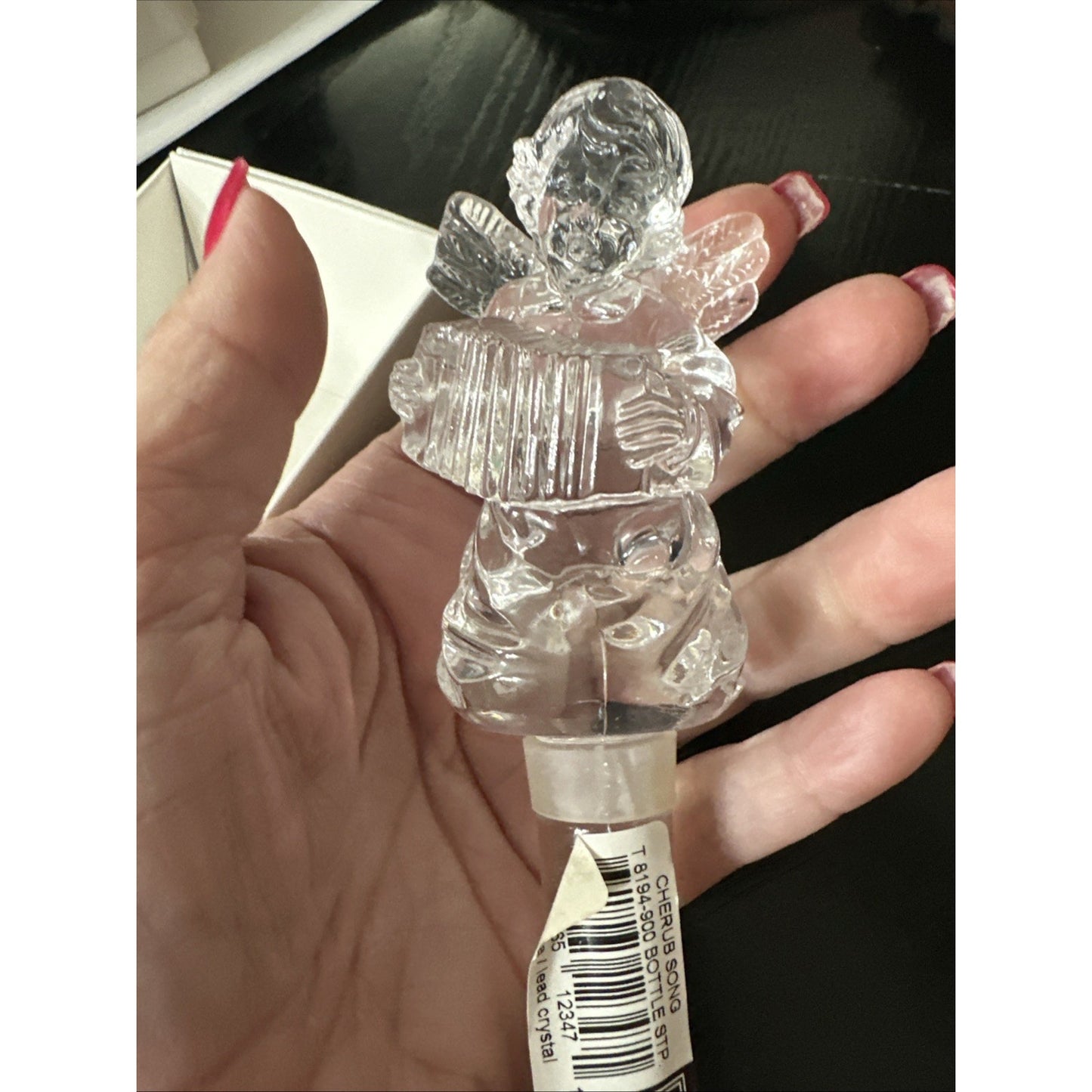 Mikasa Cherub Song Angel Wine Whiskey Bottle Stopper Crystal Glass original box