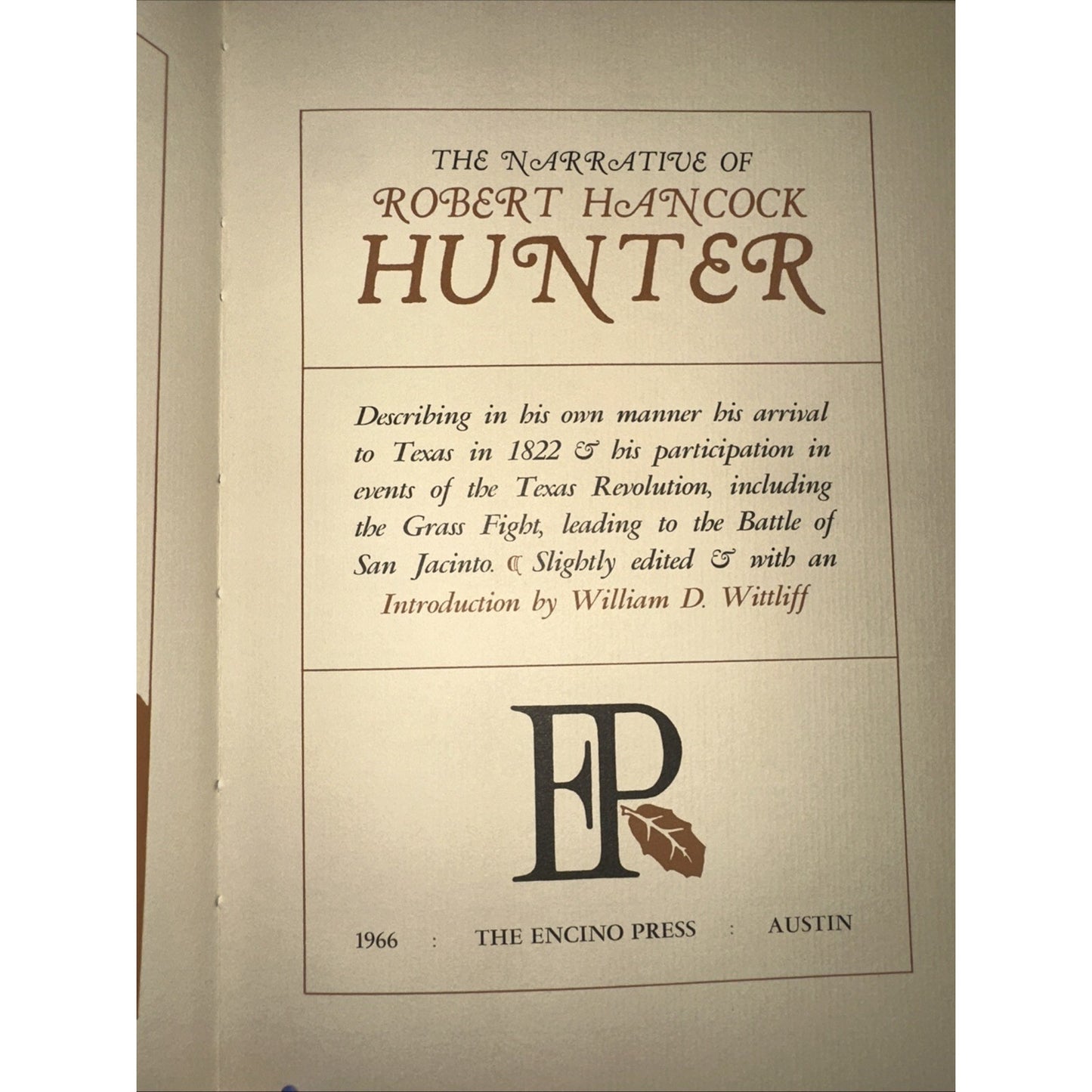 The Narrative of Robert Hancock Hunter