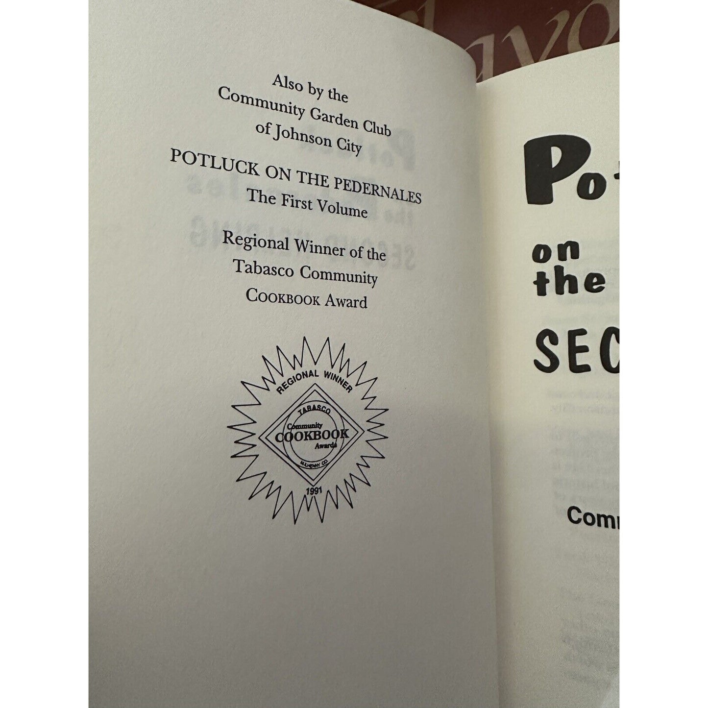 Potluck On The Pedernales Second Helping Hardcover Cookbook Of LBJ Country