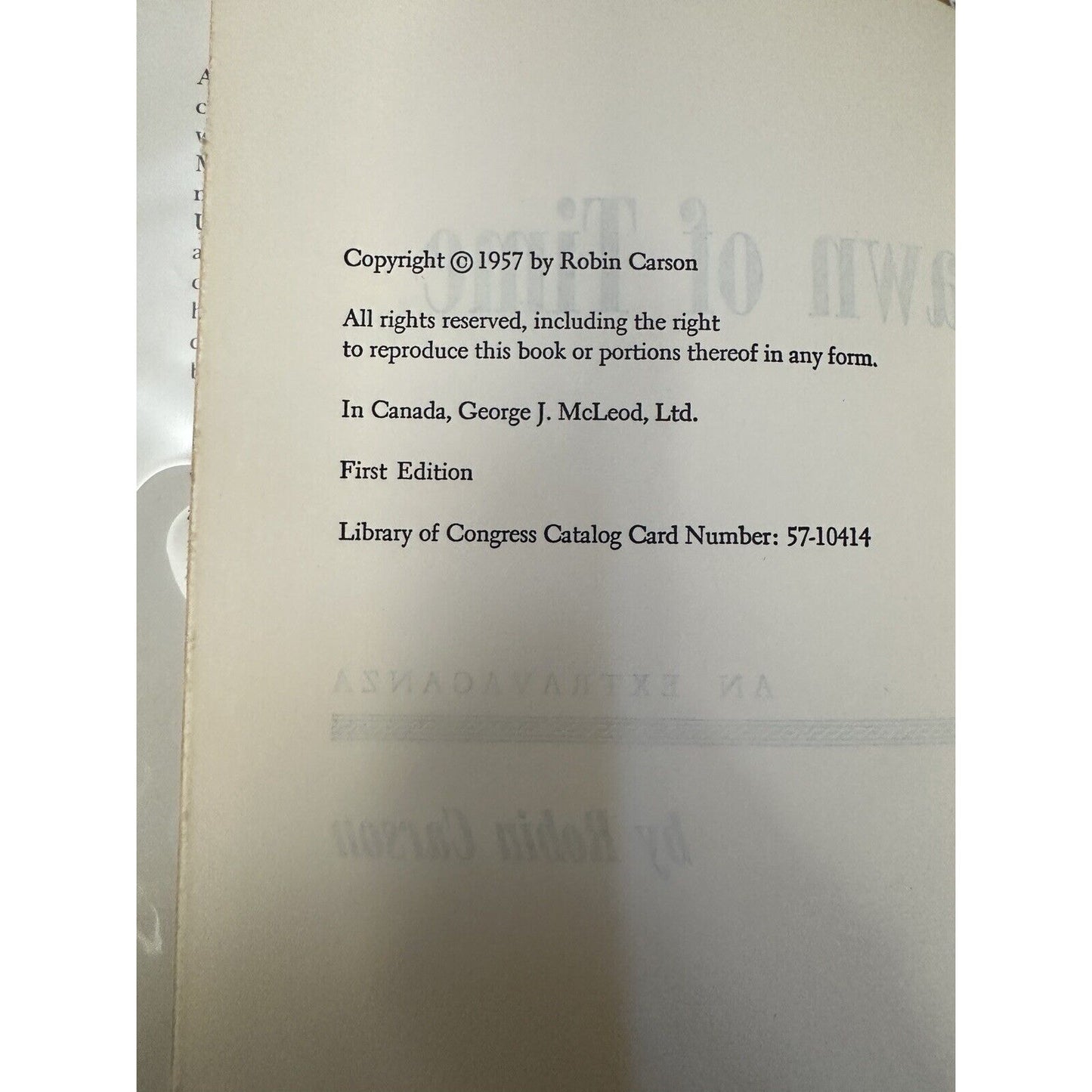 PAWN of TIME Robin Carson First Edition