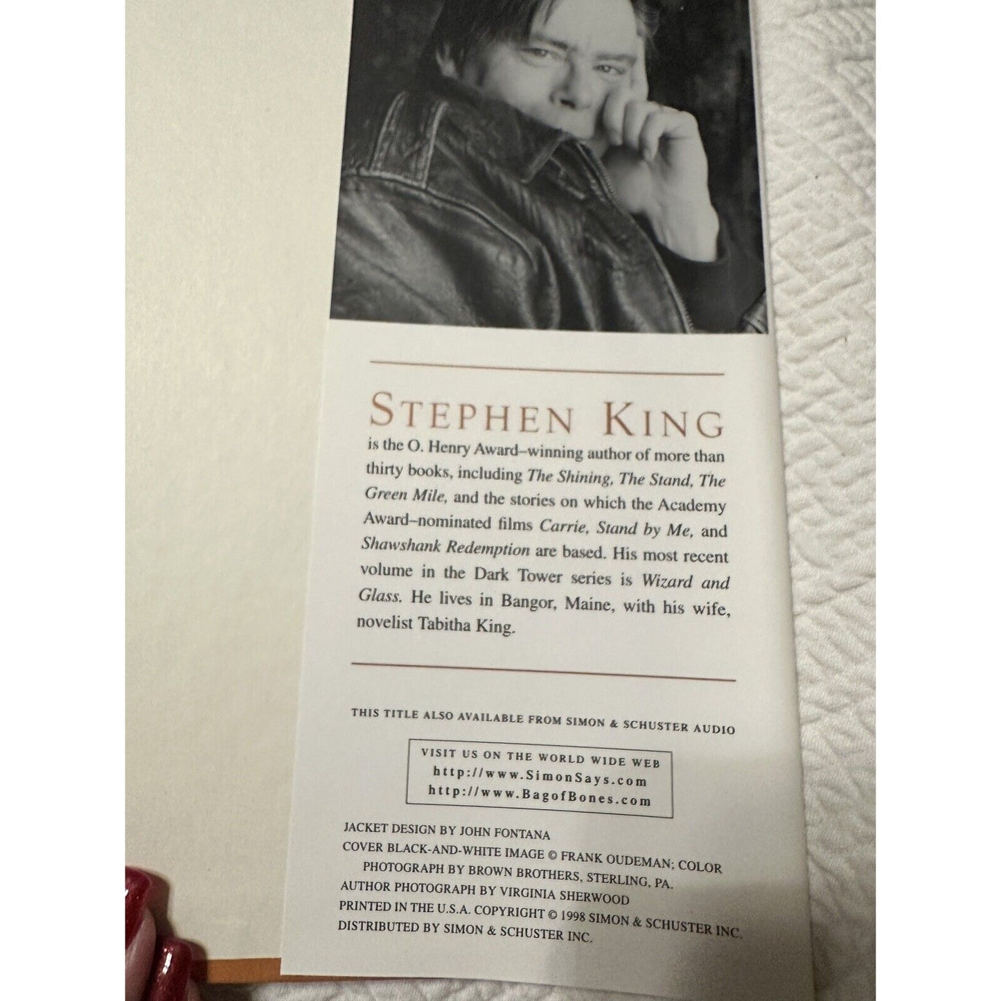 Stephen King Bag of Bones 1998 Hardcover