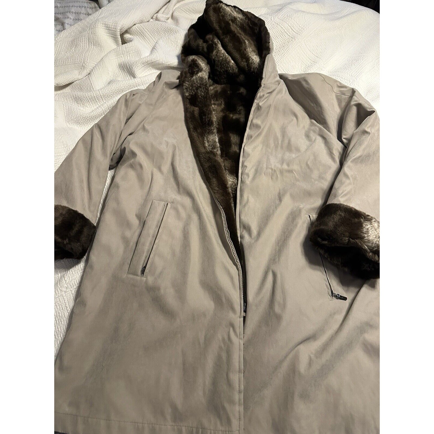 Gallery Woman New York Faux Fur Lined Coat Size XL