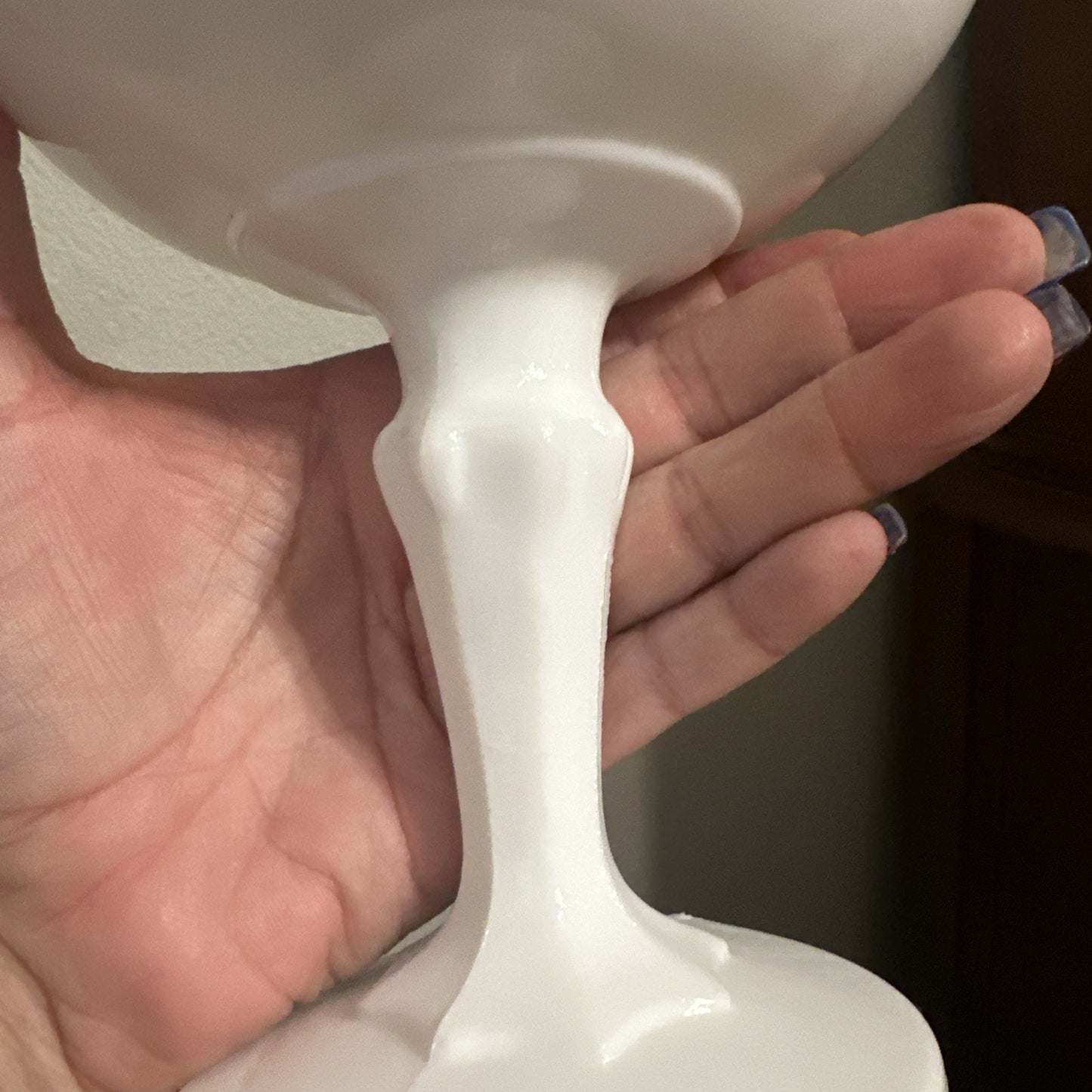 LARGE Indiana Glass Tear Drop White Milk Glass Compote Stemmed Bowl Centerpiece