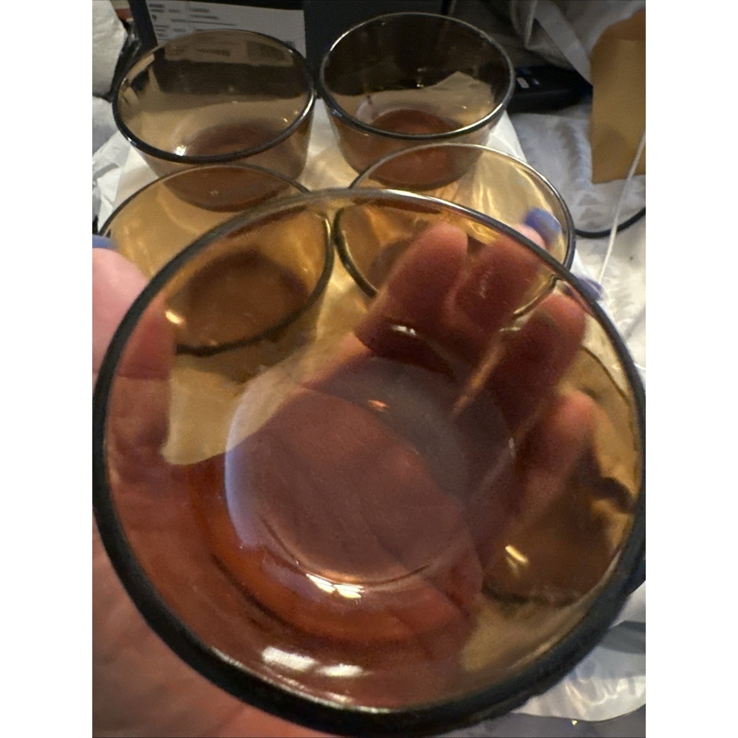 Anchor Hocking Harvest Amber Custard Ramekin Dish Cup #434 USA Vintage Set Of 6