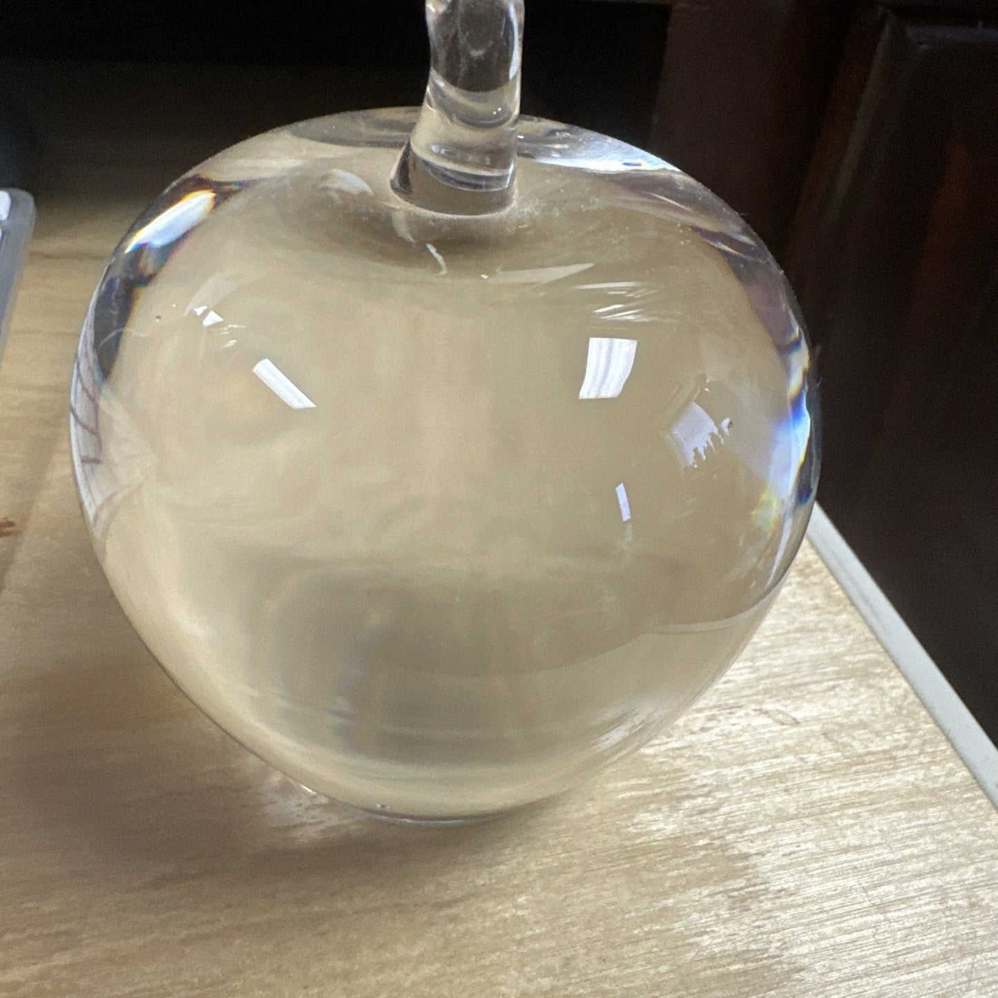 Kosta Boda Sweden Crystal Apple Paperweight Figurine Signed 93050