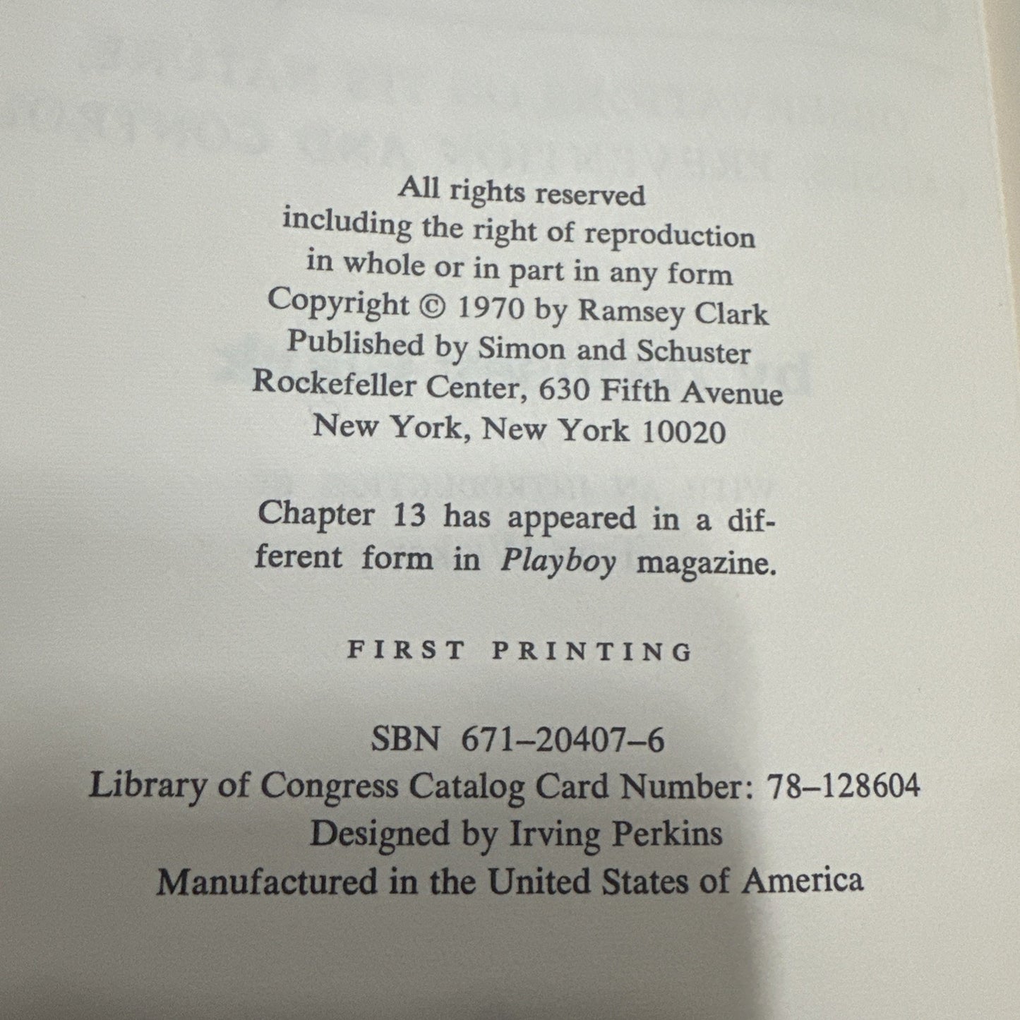 Ramsey Clark - Crime in America - 1970 First Printing - hardcover