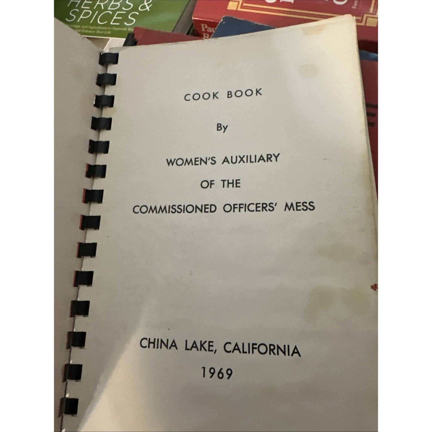 WACOM China Lake Ridgcrest CA 1969 Cookbook * Women's Auxiliary Officers Mess