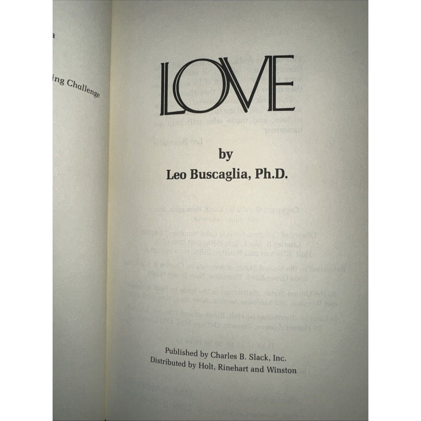 Love by Leo Buscaglia Vintage Hardcover Published 1972