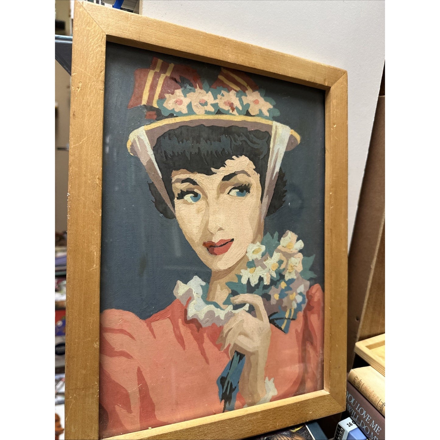 Vintage Midcentury PBN Parisian Lady Woman Coquette Paint by Number Paintings