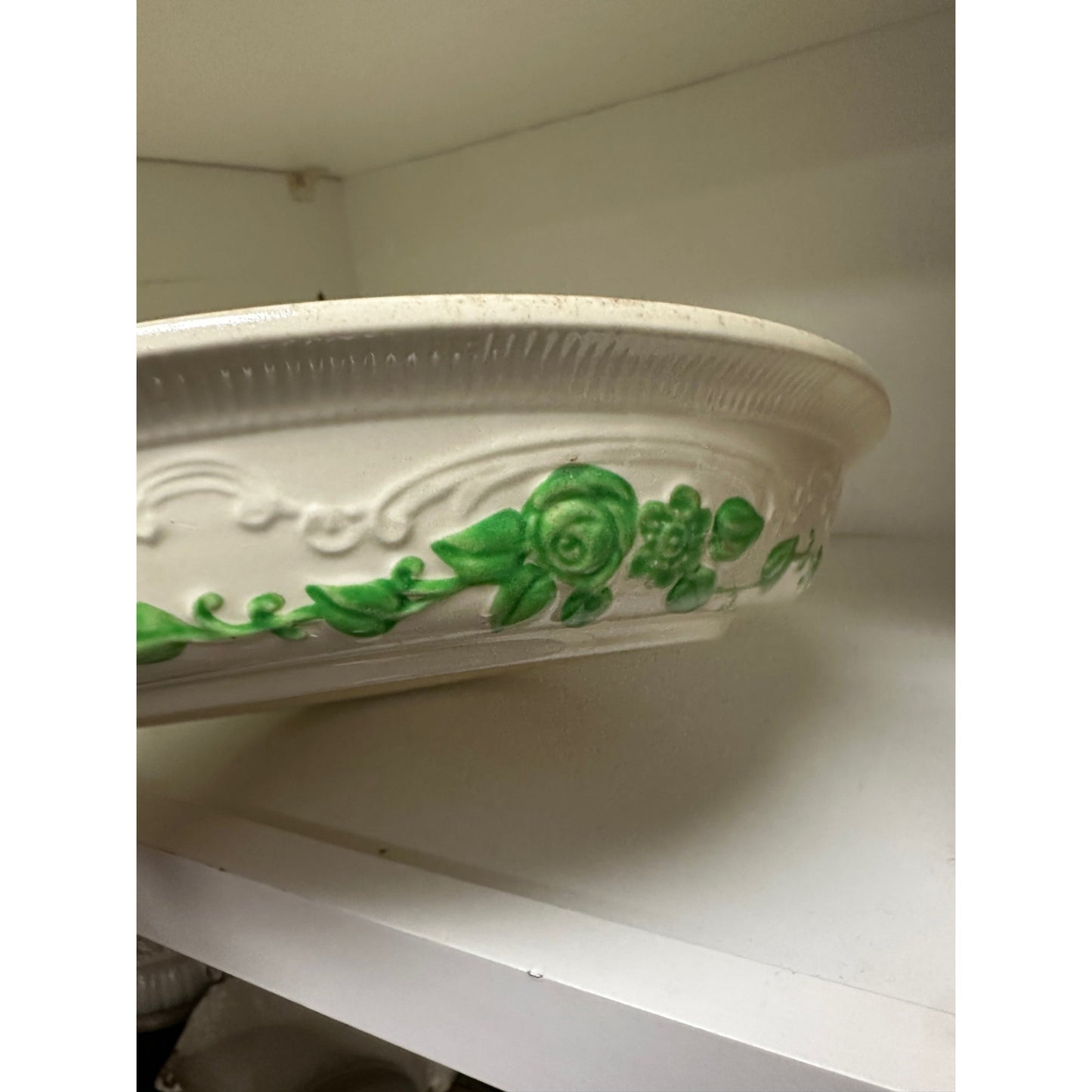 Homer Laughlin OvenServe Pie Plate 9" Daisy Chain Green Leaves Flowers