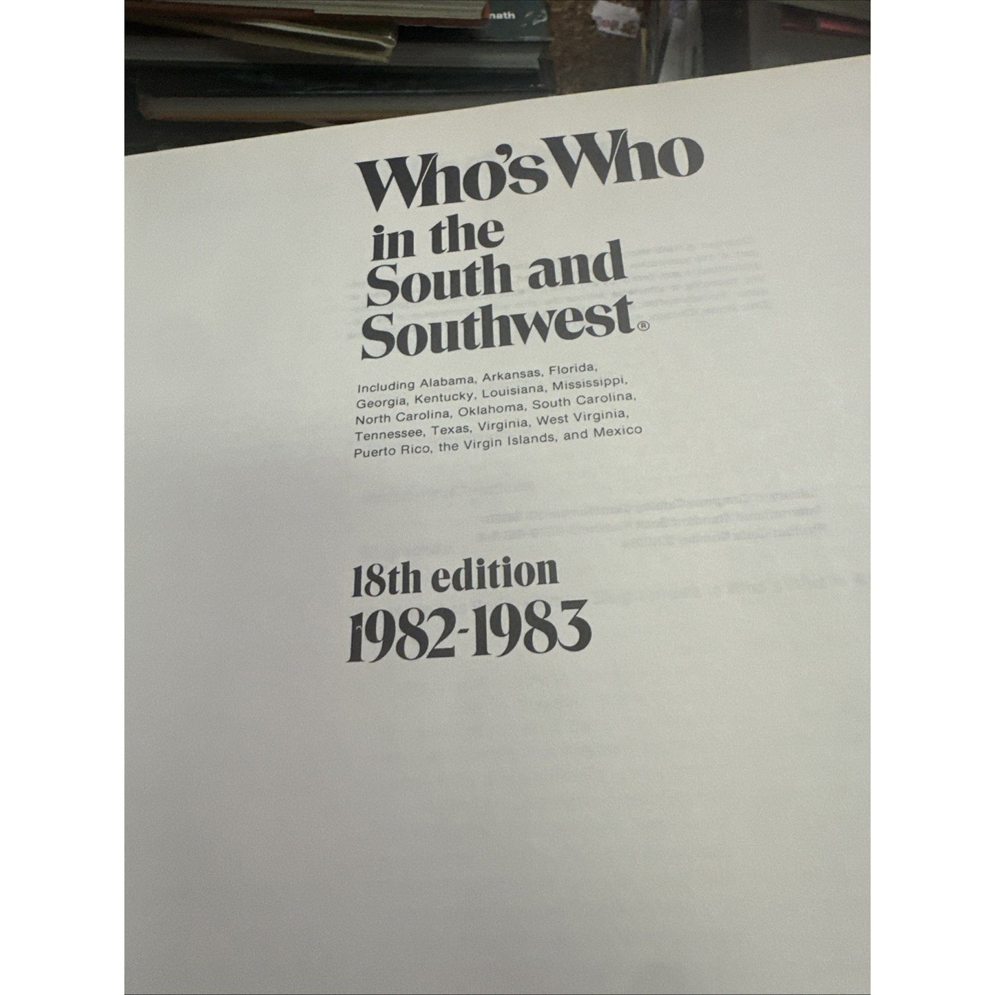 Who's Who in the South & Southwest, 1982-1983 18th Edition