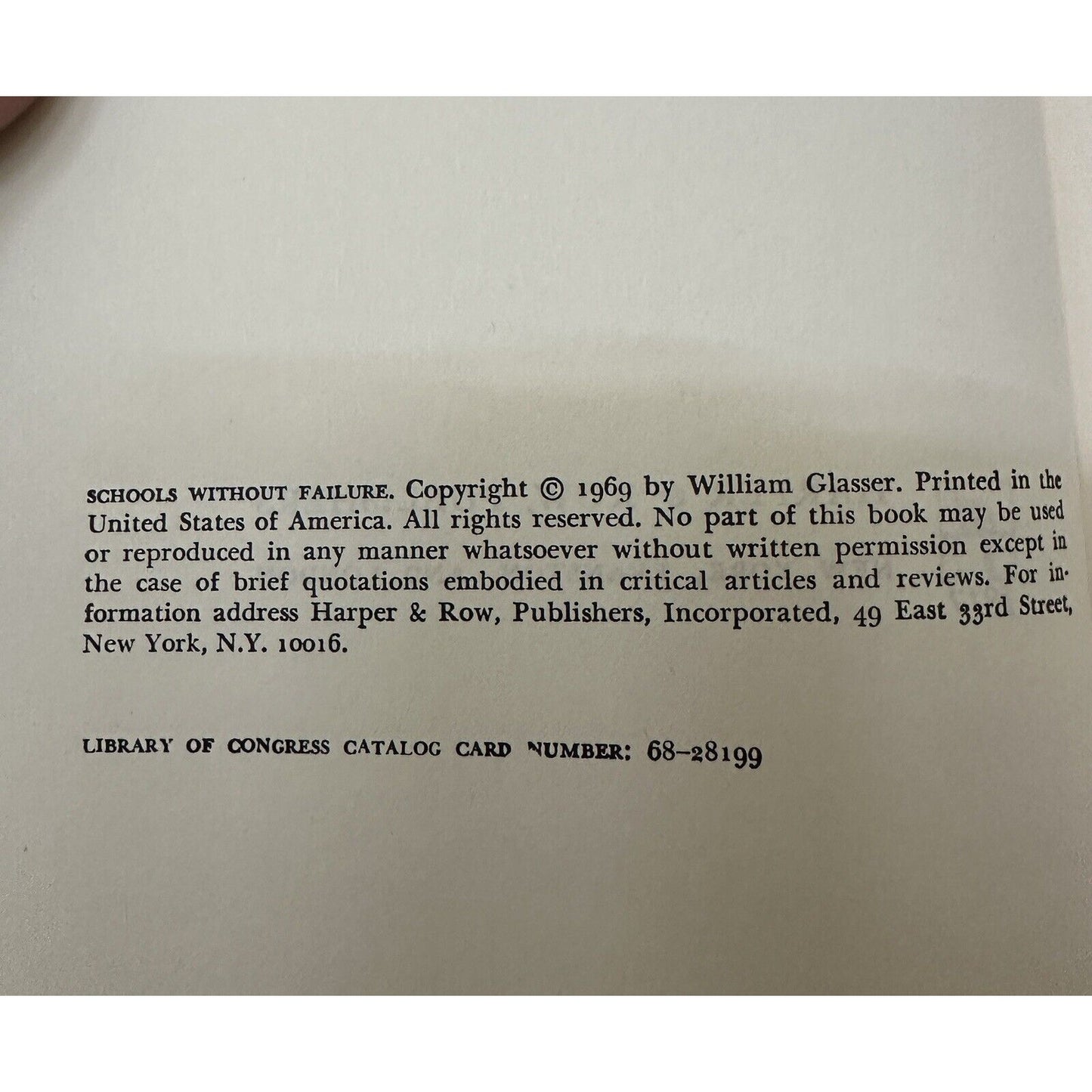 Schools Without Failure by William Glasser MD • HC +DJ 1969