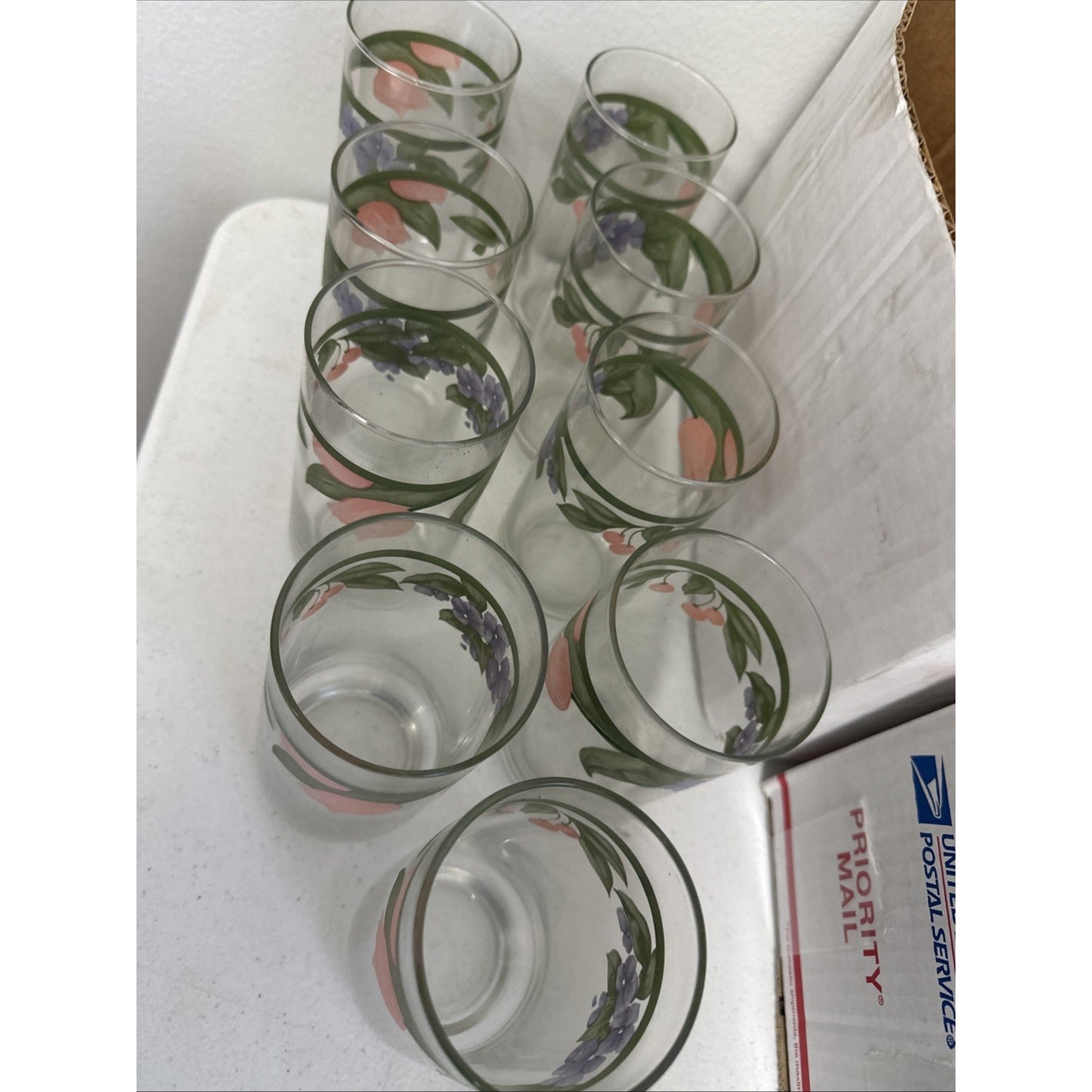 Tumbler Pfaltzgraff GARDEN PARTY Glassware 5 5/8" tall 2 3/4" Diameter Set of 9