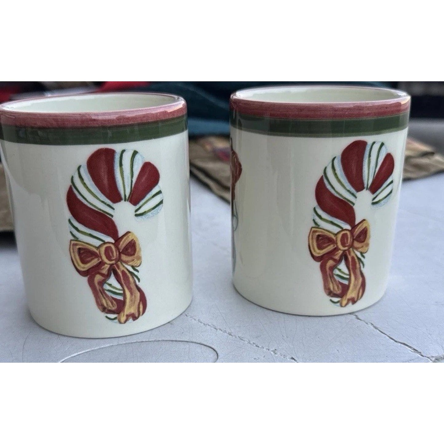 2 Christopher Radko Christmas Mug Nutcracker Snowman Candy Cane