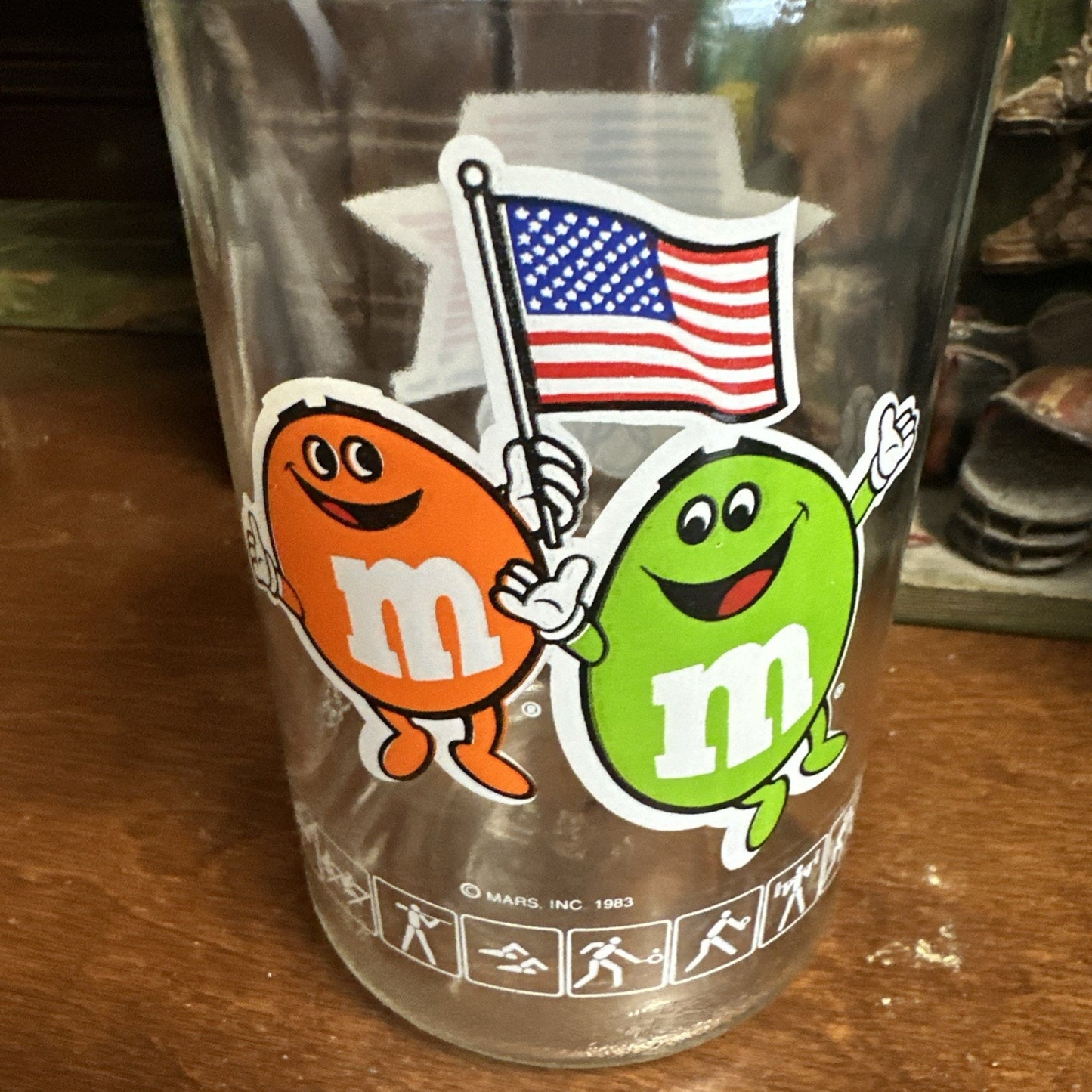 Vintage M&M 1984 LA Olympics Commemorative Glass Candy Jar With Lid Stopper