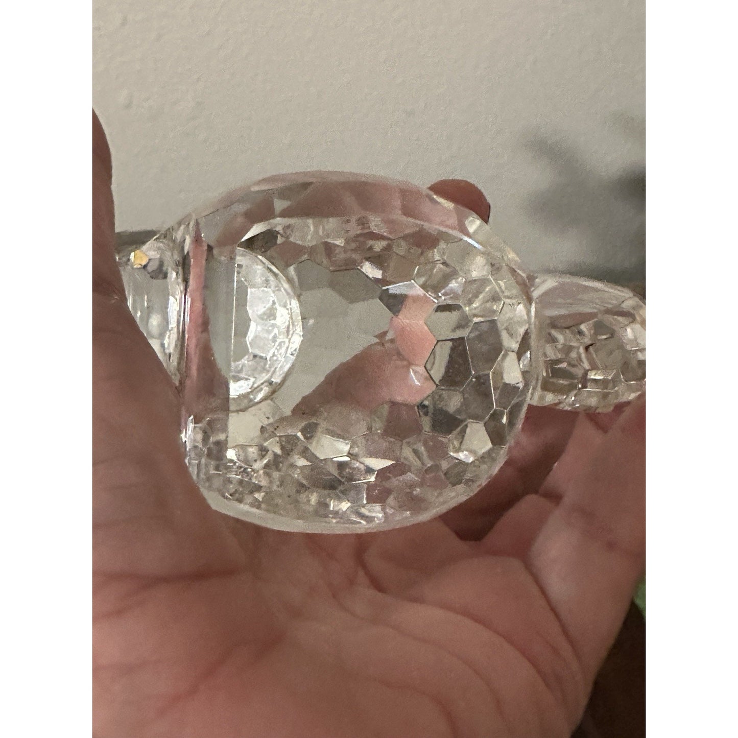Crystal Squirrel Figurine 4” X4” Yellow Nut On Mirror Plate Beautiful