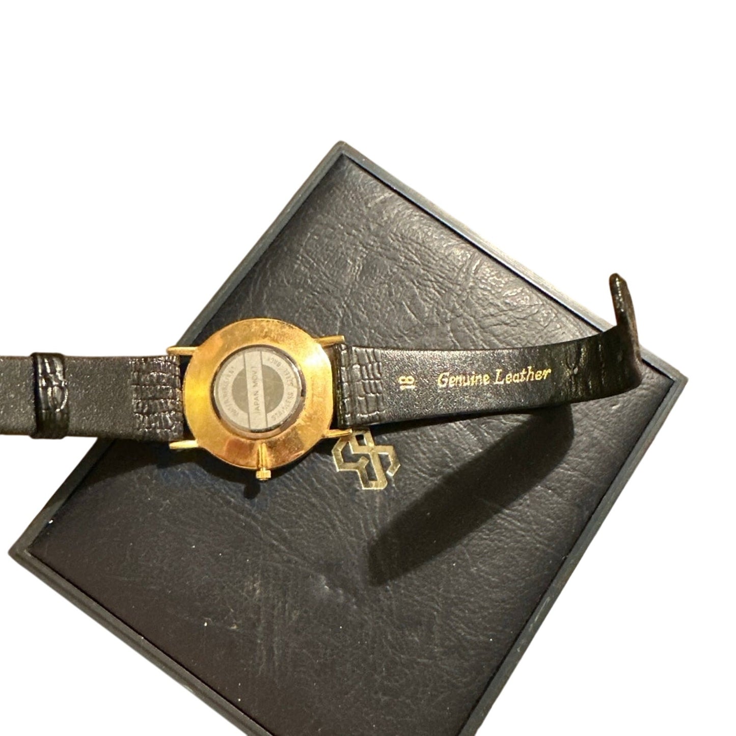 rare Watch Wells Fargo Company" Stagecoach Gold tone w/ Black Leather