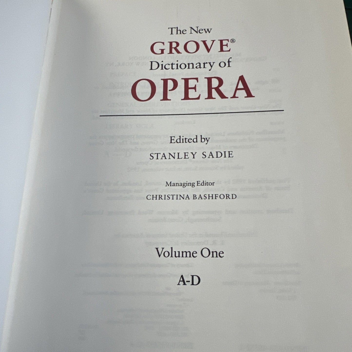 The New Grove Dictionary Of Opera By Sadie, Stanley. 4 Volume Set