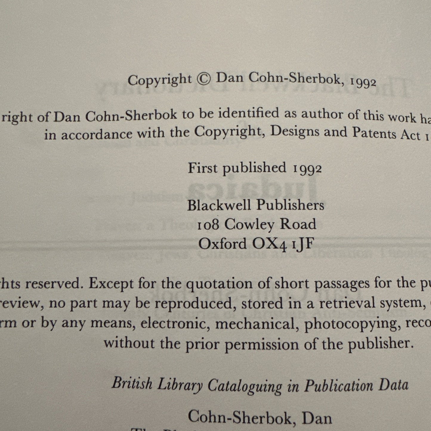 The Blackwell Dictionary of Judaica by Cohn-Sherbok, Dan Paperback / softback