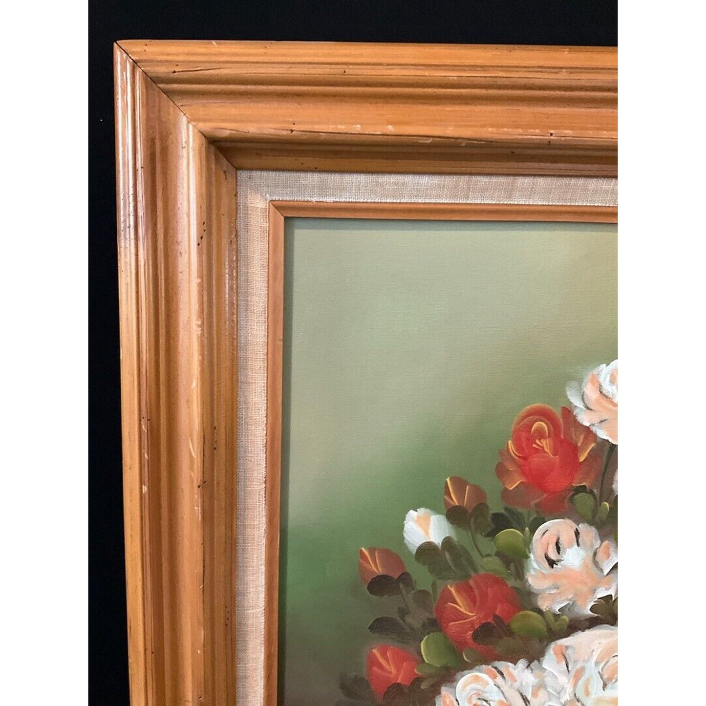 Rossy Framed And Signed Vintage Floral Oil Painting