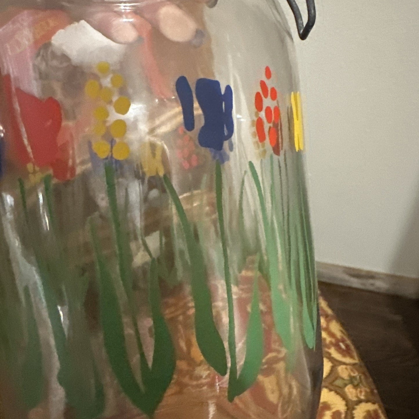 ARC France Glass 2 L Canister With Floral Design
