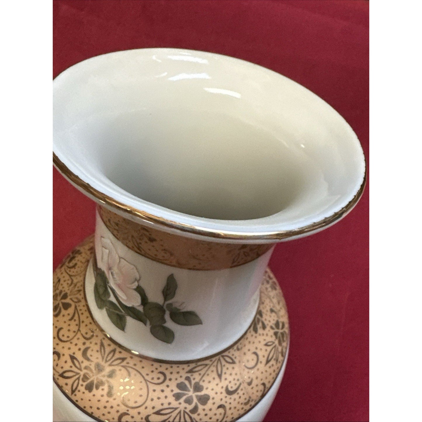 Rare Mid-Century Japan Porcelain Floral Vase Hand painted Birds & Magnolia, 10”H