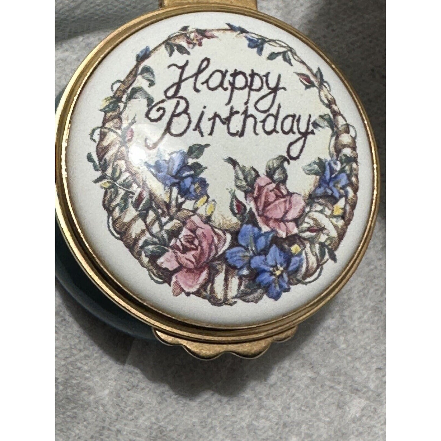 Kingsley Enamel Trinket Box Happy Birthday Worcestershire England in Box