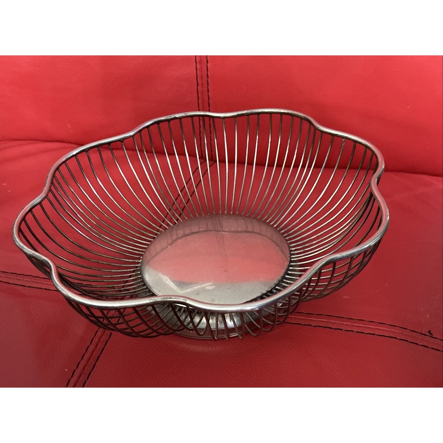 Vintage Silver Tone Wire Round Bowl