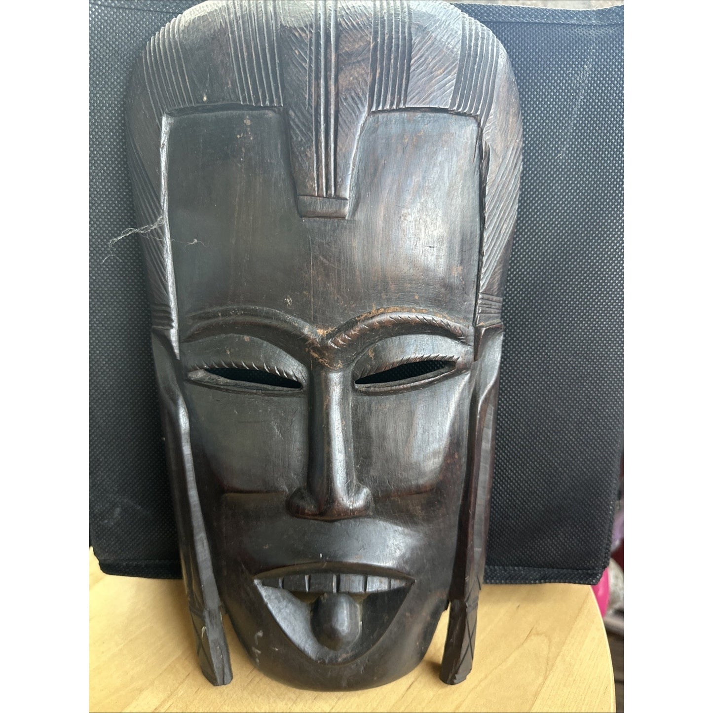 Vintage carved African tribal very heavy ebony wood warriors mask 12 inches