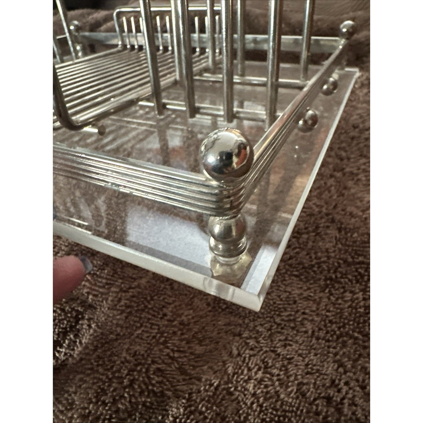 1960s Charles Hollis Jones Multi-Use Tray Organizer Polished Nickel & Lucite MCM
