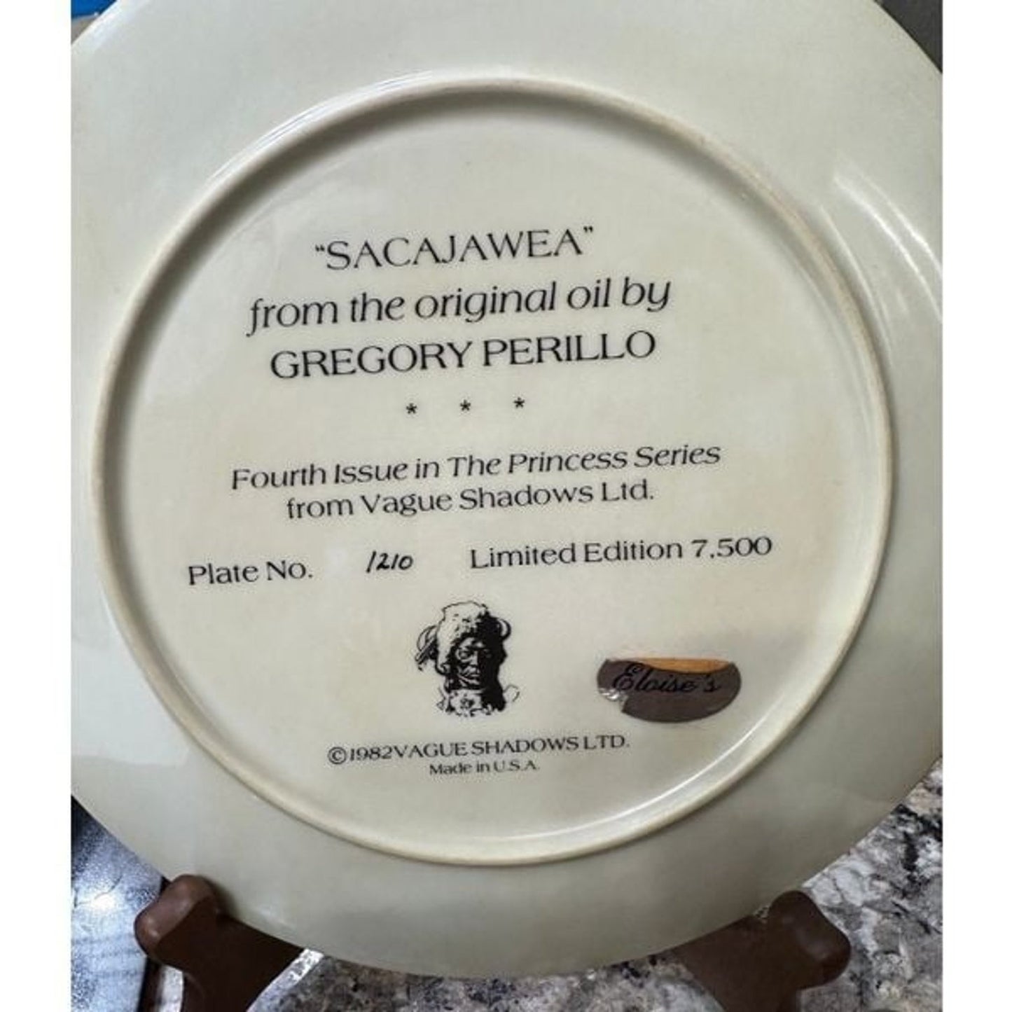 Sacajawea" Limited Edition Plate Gregory Pirello artist.