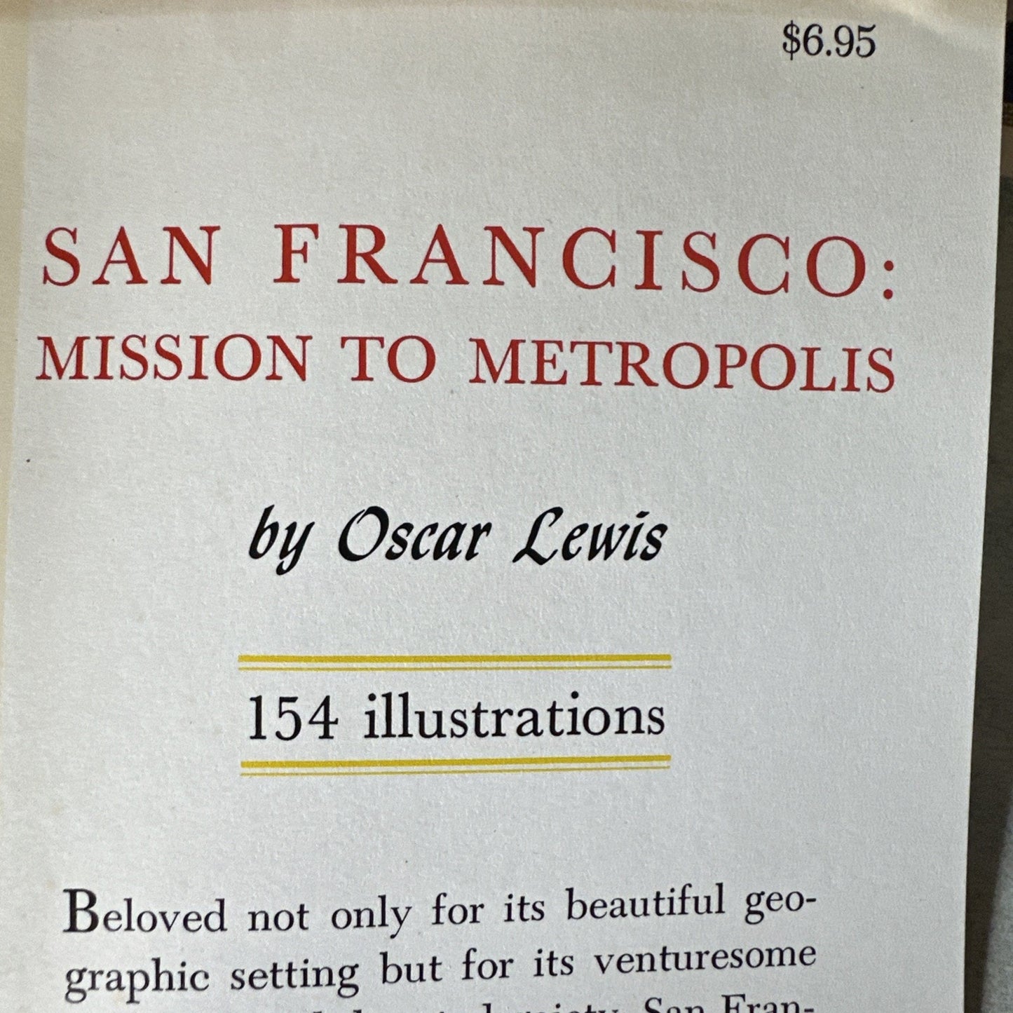 1966 San Francisco- Mission to Metropolis by Oscar Lewis- 1st Ed!