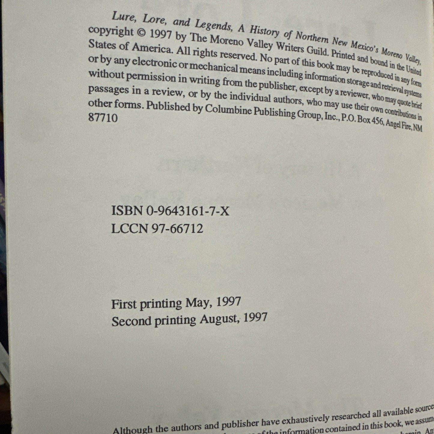 Lure Lore and Legends of the Moreno Valley (Paperback, 1997) Moreno Valley