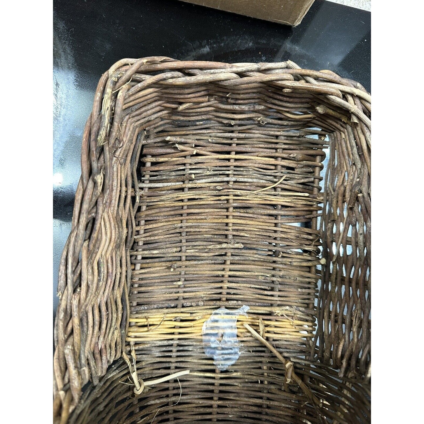 Wicker Brown Wall Hanging Cornucopia Basket Home Decor Flat Back
